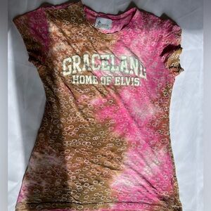 ✨ RARE Find! Vintage Y2K Graceland Elvis Presley Tie-Dye All-Over Print T-Shirt✨